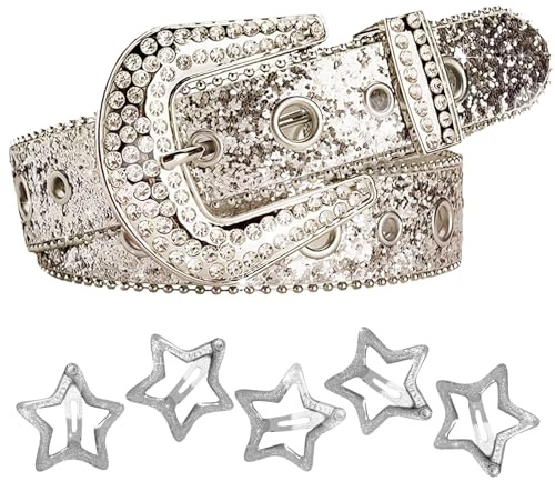BDSHUNBF Cinturón de Diamantes Imitación, Remaches Cuero Punk para Jeans y Vestidos, Hombres y Mujeres