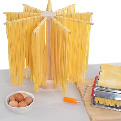 Secador Pasta,Secador de Pasta Plegable,secador de Pasta Grande de Madera con 9 Brazos extraíbles, con Base, Soporte para Pasta Plegable y Reutilizable, Altura 45 cm