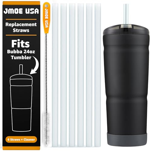 Jmoe USA Trinkhalme für Bubba-Becher, 680 ml, transparent, wiederverwendbar, für Bubba Envy Cup, 680 ml, inklusive Premium-Reinigungsbürste, lebensmittelecht und BPA-frei, 6 Stück