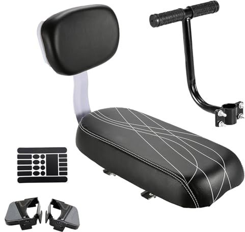 BAYINBROOK Cojín del Asiento Trasero de Bicicleta con Respaldo, Seguridad para el Asiento Trasero de Bicicleta reposapiés apoyabrazos Cojín, cómodo para niños o Adultos (Conjuntos)