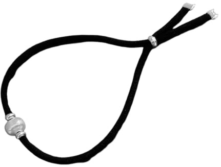 Minoplata Pulsera elástica negra con Perla cultivada y Plata de ley 925