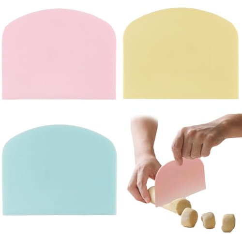 GHPKOTW 3 Pezzi Di Pasta In Silicone,Spatola Per Pasta,Raschietto Per Pasta,Plastica Pe Di Grado Alimentare Bpa-Free,Taglierina Per Pasta Flessibile(Blu, Rosa, Giallo)