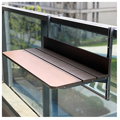 JXIPANUL Balkon-Hängetisch, Faltbarer Balkon-Stehtisch für Geländer, klappbarer Decktisch für den Außenbereich, Verstellbarer Hängedeck-Tisch für Terrasse, Garten/Table De Loisirs/80 x 37 c