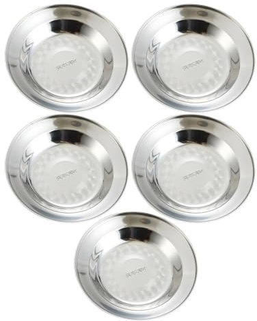 5Pcs 304Stainless Steel Tableware Set Serving Plates Picnics Camping Plates Party Dishware Set for Outdoor and Indoor