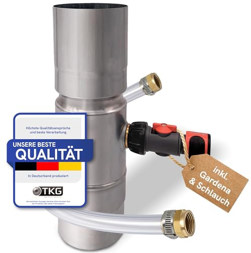 Collecteur d'eau de pluie pour tuyaux de descente 80 mm avec raccord de tuyau - Collecteur d'eau de pluie en zinc pour tuyau de descente DN87 et raccord d'eau - Voleur de pluie pour citerne d'eau de