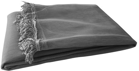 SONIT – Zanzariera Finestra Grigio 150x250cm con Gancetti e Anelli, Rete Antizanzare per Porta Finestra con Frange, Installazione Senza Attrezzi, Protezione Insetti per Casa e Balcone
