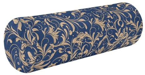 Blue and Gold Leafs Bolster Pillows for Bed Neck Roll Pillows for Bed Decorative Round Pillow Lumbar Roll Cushion Support Pillows for Legs