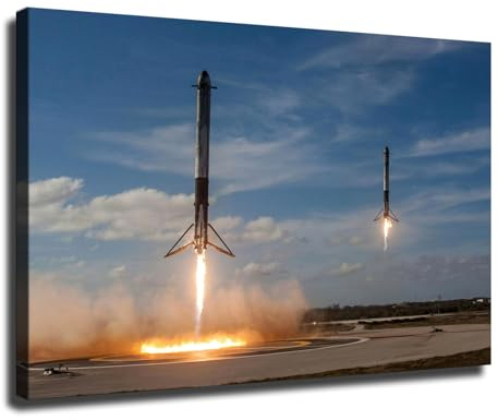 Astronomy SpaceX Falcon Heavy Boosters Landing Vintage Canvas HD printing poster creative room aesthetics be the perfect wall art decoration for home office gym bar (12x18inch-Farmed)