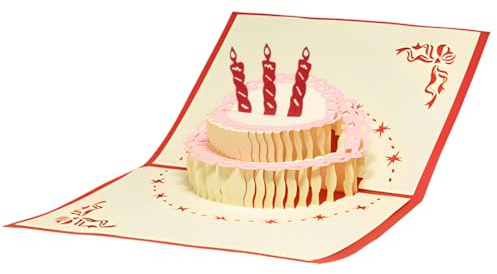 WUSJCOF Carte d'anniversaire Pop-up 3D avec Gâteau d'anniversaire et Enveloppe, Carte Anniversaire Pop Up pour Enfants, Garçon, Maman, Papa, épouse, Femmes