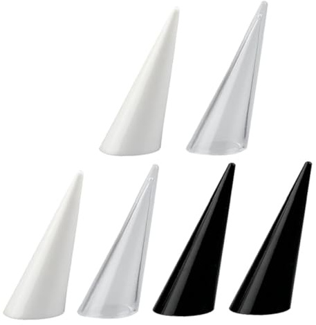 VERDANVERSE 6 piezas Soportes para Anillos de Acrílico Transparentes y Opacos de Exhibidor Cono Sólido para Joyas Organizador Estable para Anillos Accesorio para Guardar y Mostrar Joyas