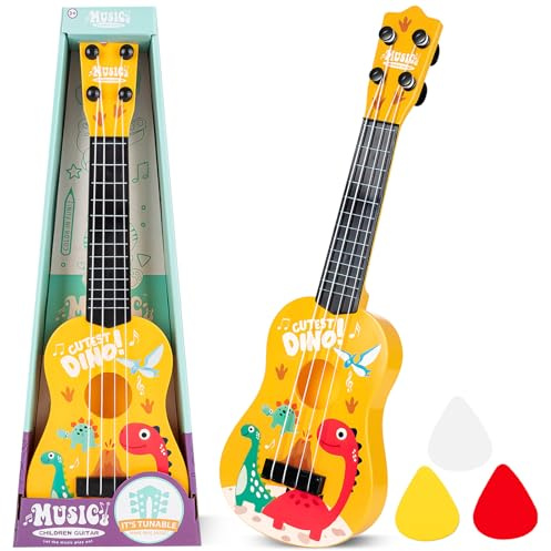 17 Inch Mini Ukulele Guitar, Kids Cartoon Small Guitar with 3 Guitar Pick | Classical Guitar Musical Toy for Boys Girls, Musical Toy Ukulele Instrument for Children Early Educational Birthday Gift
