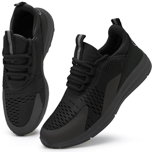 Mnking Basket Chaussures Sport Course Homme Femme Respirant Running Compétition Trail Entraînement Outdoor Fitness Gym Sneaker Tout Noir EU39