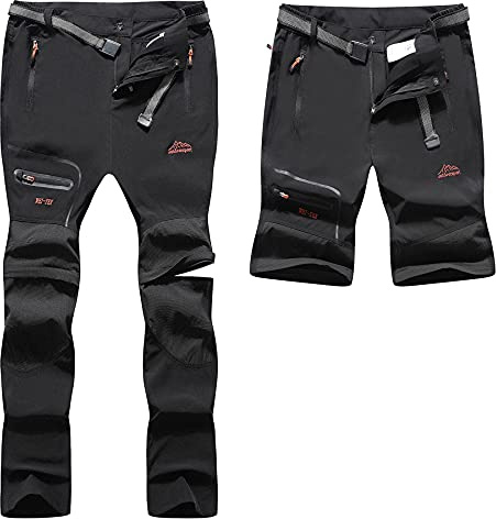 BenBoy Pantalones Trekking Trabajo Impermeables Convertible Hombre Pantalones Cortos Montaña Escalada Senderismo Secado Transpirable Rápido Ligero Pantalon Aire Libre(Negro,M)