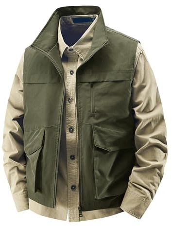 YOSUWOAI Gilet d'extérieur pour homme, sans manches, gilet de pêche, de loisirs, avec de nombreuses poches, pour le printemps, l'été, le sport, le camping, la photographie, la chasse, le camping, la