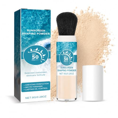 Vaethy Polvere solare minerale, SPF 50, protezione solare minerale Loose Powder, Oil Control, finitura opaca naturale, impermeabile, a lunga durata, traspirante