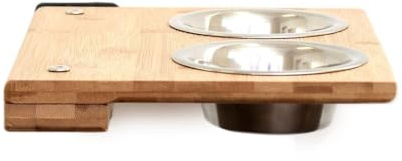 CatastrophiCreations Cat Feeder Wall-Mounted Elevated Feeding Shelf, 8.5 x 11 x 3 Inches, Natural Bamboo - (Pack of 1)