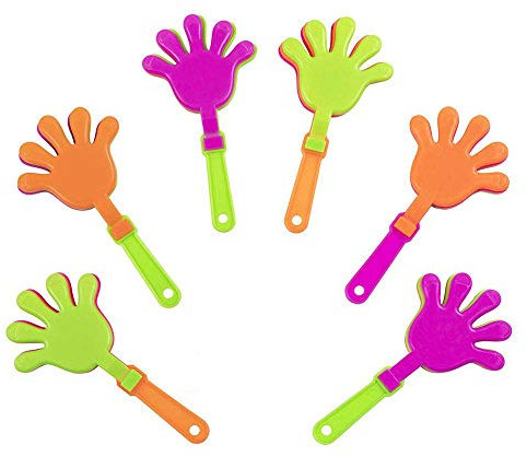 Boland 30775 - Handklatscher, 6 Stück, Größe 9,5 x 4,5 cm, Krachmacher, Mitgebsel, Pinata, Kindergeburtstag