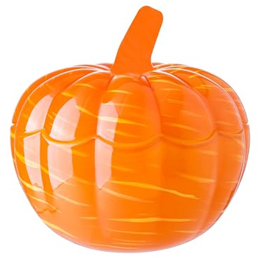Crystal Pumpkin Jar with Cover, Glass Decorative Wedding Candy Bowl Snack Candy Dish Storage with Lid Organizer Canisters Home Decor Fall Thanksgiving Halloween Party Centerpieces (L, Orange)