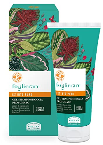 Helan, Foglierare, Istinto Puro - Gel Douche et Shampoing sans Sulfate, Naturel, Délicat et Parfumé - Bain Moussant et Shampooing pour Soin Cheveux et Corps avec Rose Musquée et Orange Douce, 200 ml