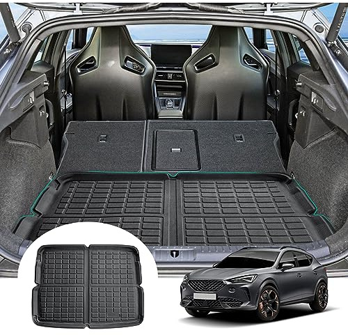 GAFAT Compatible con Cupra Formentor 2021-2025 2026 Alfombrilla de Maletero, Fácil de Plegar, Formentor 2024 Alfombras Goma TPE Todo Tipo de Clima, Escaneo 3D Original, Borde Alto (Posición Superior)