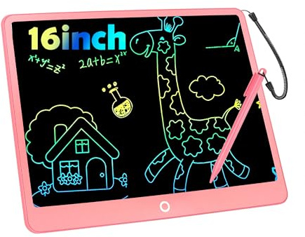 Tableta de Escritura LCD 16 Pulgadas, Tablero de Dibujo Electrónico, Colorida Pizarra Tableta Electrónica Gráfica Pizarra Infantil Juguete Juego de Regalo Cumpleaños para Niñas y Niños de 3-12 Años