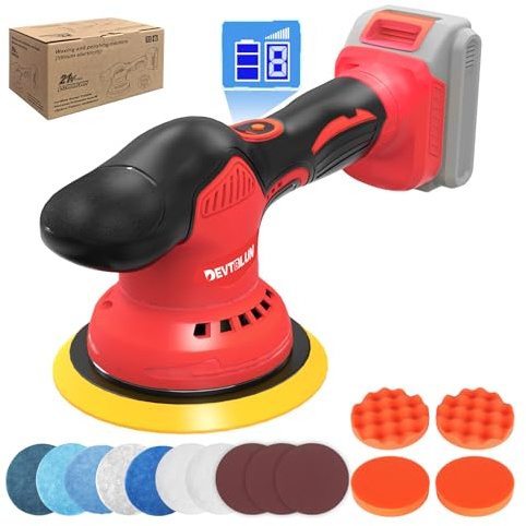 Cordless Car Buffer Polisher for Milwaukee M18 Battery(NO Battery),6 In Brushless Buffer Polisher Kit , 8 Variable Speed 5500RPM Orbital Polisher for Car Detailing Waxing,14PCS Polishing Accessories