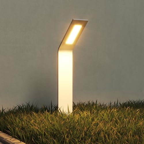 Mai & Mai Außenleuchte 128x98x408mm IP65 Wegeleuchte Außen | Pollerleuchte für Garten, 3000K Stehlampe Gartenlampe | Außenlampe Standleuchte Sandweiß 6W Pfadfinder