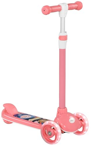 AIYAPLAY Patinete para Niños de 2-6 Años Patinete Infantil Patinete con 3 Ruedas Luces LED Altura Ajustable Carga 25 kg 52x29x63-76 cm Rosa