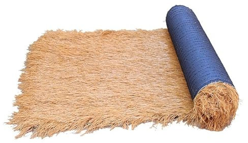 HAZEK Artificial Straw Roof,Turf Firproof Synthetic Thatch Straw Grass Roof,Mexican Yellow Artificial Palm Thach Rolls For Tiki Bar Hut,Patio,Duck Boat Blinds,Garden Decor (1.6x32.8ft(0.5x10m))