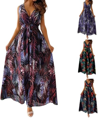 Générique Robe Longue Femme Ete Boheme Chic 2025 Robe de Plage Bohémien Bretelles Spaghetti Sexy Dos Nu Robes Trapeze Legere Fluide, Safran, M