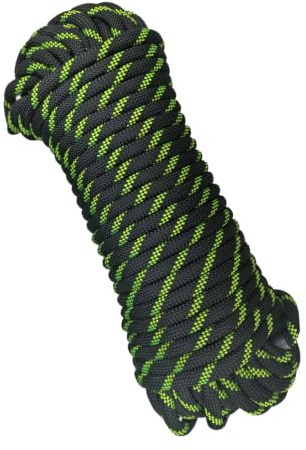YIUBCZOQI 20m Corda Statica da Arrampicata 8mm per Outdoor Sport, UIAA | nylon ad alta resistenza, anti-abrasione, anti-UV, nero fluorescente, per alpinismo, soccorso e Campeggio