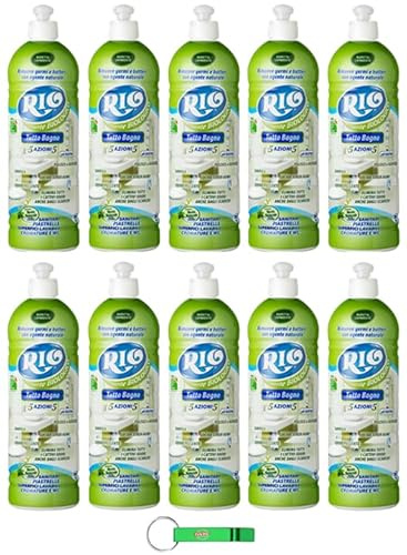 10 detergenti per il bagno Rio Tutto Bagno/detergente per tutto il bagno con profumo naturale di menta da 750 ml + portachiavi Beni Culinari