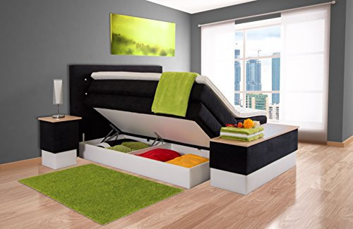 AUKONA Boxspringbett Sophie mit Bettkasten 160x200, 7 Zonen Taschenfederkern, H2 H3 H4, Komfortschaum-Topper, Kostenlose Anlieferung und Aufbau