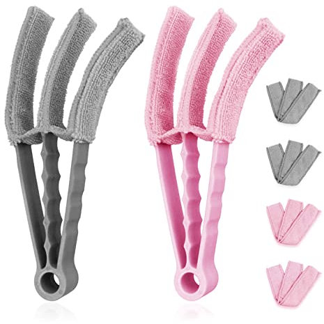 Venetian Blind Cleaner Set of 2 Window Blind Duster Brush Cleaner Tool Removable Washable with 6 Microfibre Sleeves for Venetian Blinds Air Conditioner Car AC Vent & More