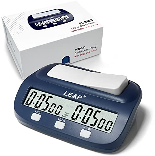 LEAP Digital Chess Timer - Professional with Time Bonus and Delay Features, Great for Chess I-Go, Navy