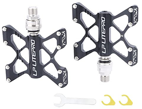 Pedal Plegable de Aleación de Aluminio para Bicicleta Brompton y Dahon - Liberación Rápida, Doble Cara, Antideslizante (Negro)