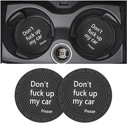 8sanlione Cup Holder Coasters, 2.75 Inch Non-Slip PVC Insert Coaster, Anti-Scratch Auto Cup Mats for Women Men, Vehicle Interior Accessories Universal for Car, SUV, Truck (D Black/2PCS), 2 Pack