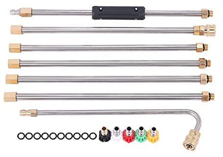 Limpiador de presión para canalones de limpiador - barras de extensión, limpiador de lanzas boquilla - 4000 5 puntas, accesorios de lavado de ventanas, limpiador de presión