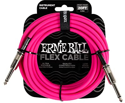 Ernie Ball Flex Instrument Cable Straight/Straight 20ft - Pink