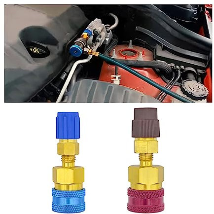 JNNJ 2 Pieces R1234YF Quick Couplers Adapters, R1234YF to R134a Low Side Quick Coupler, High/Low Side Quick Coupler R1234YF AC Charging Hose Adapter Fitting Connector for Car Conditioner Ac Charging