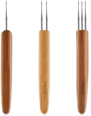 Sibba Dreadlock Crochet Hooks, 3 Pieces Dreadlock Hook Tool, Durable 0.75mm Dreadlock Crochet Needle, Tightening Accessory for Dreadlocks