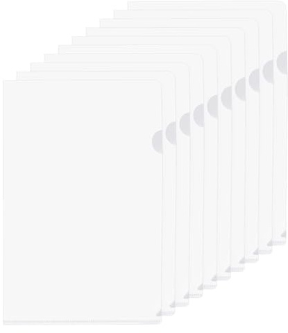 PATIKIL L Type Folders 10 Pack A5 Plastic File Project Pockets Clear Paper Document Jacket Sleeves for Office, Clear