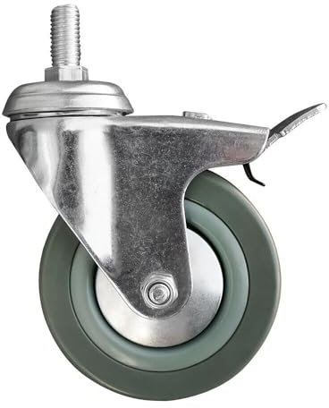 pokm toolsmarket - Ø 75mm Transportrollen mit Bremse, Möbelrollen, Lenkrollen mit Gewinde Stift, Rollen für Möbel, Ø 50-125 mm, mit Gummi, Transportroller mit Feststellbremse, Schwerlastrollen 3064