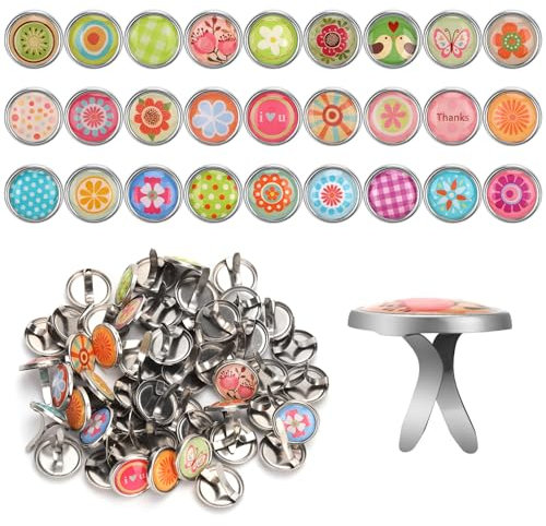50 Stück Papierklammern zum Basteln, 12x12mm Splintstifte zum Basteln mit Papier Blau Grün Rot Gelb Brads Papierklammern Professionell Plattierte Metall-Büroklammern zum Basteln