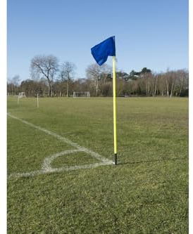 Samba Professional Spring Loaded Corner Poles - White uPVC Flexi Spring-Back Poles - Set of 4 Blue Flags - Football Pitch Training