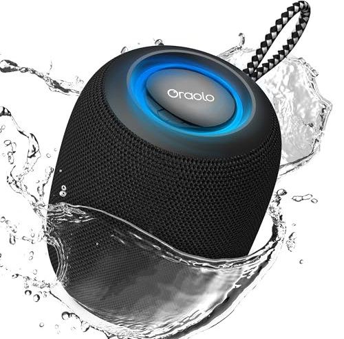 oraolo Cassa Bluetooth Portatile, 15W Cassa Bluetooth Potente da Doccia Impermeabile IPX7, Bluetooth 5.3, Extra Bassi Attivi, Chiamata Vivavoce per Casa, Esterno, Doccia