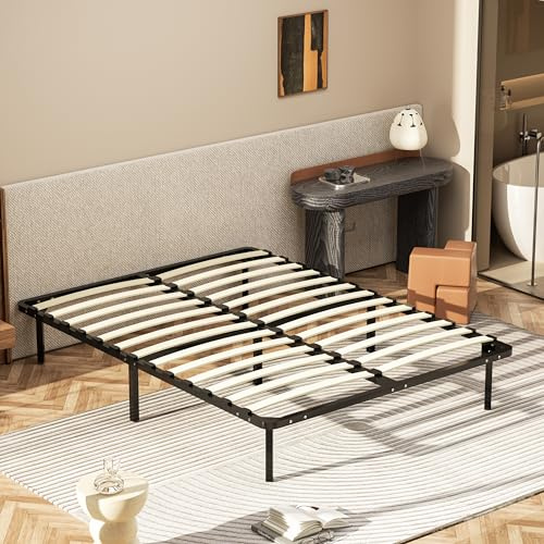 DEWINNER Rete matrimonio 120x190cm, Alto 35cm con 7 piedi Smontabile a Doghe in Legno Ortopedica Piedi, Struttura portante in Ferro Rinforzata, Base da Incasso per Tutti i Letti e Materassi
