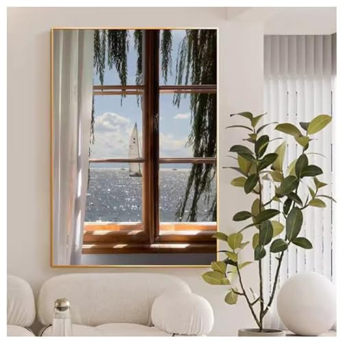 Arte de pared decorativo 3D, esculturas de pared, arte para colgar en la pared con luz LED, mural de pared iluminado con ventanas de apertura falsa, decoración de pared con vista de ventana, pintura