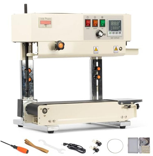 U.S. SOLID Vertical Continuous Bag Band Sealer Sealing Machine, Automatic Horizontal Band Sealer with Digital Temperature Control for 0.02-0.08mm PVC Bags Films Stamp Coding 110V with Counter