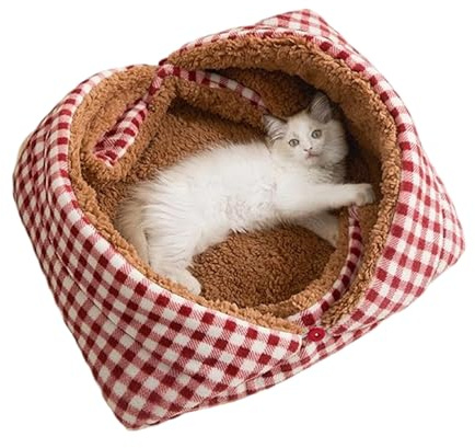 Zegaqae Panier pour Chats,Caverne Nid Pliable Épais Chaud Tapis Fournitures,Maison pour Chats Douce Et Chaude avec Lit Pliable - pour Chaton, Chiot, Animaux, Petits Chiens, L'Extérieur, Le Voyage,